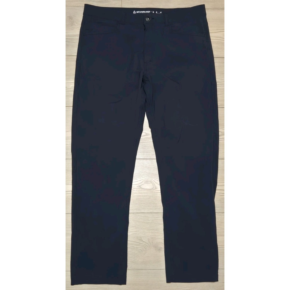 Western Rise Pants Mens 34x33/34 Hemmed 34x29 Blue Evolution Chino Stretch